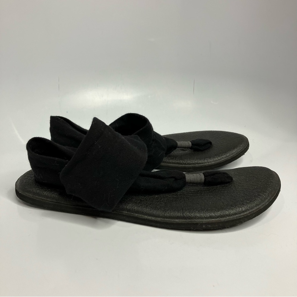 Sanuk‎ black yoga mat sling back sandals size 10